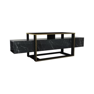 Dmora Mueble de televisi&oacute;n efecto madera oro negro 160x46 cm
