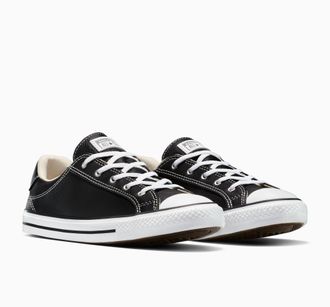 Converse Sneaker CONVERSE CHUCK TAYLOR ALL STAR DAINTY LUCKY LEATHER, Damen, Gr. 37,5, schwarz-weiss (schwarz, wei&szlig;, schwarz), Leder, Schuhe Sneaker
