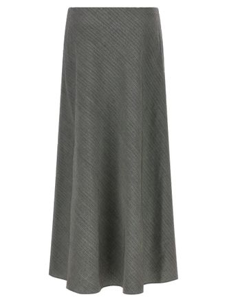 Alberta Ferretti Chevron-Textured Virgin Wool Blend Skirt - Gray