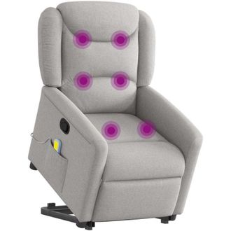 vidaXL Sill&oacute;n De Masaje Reclinable De Pie De Tela Gris Nube Vidaxl