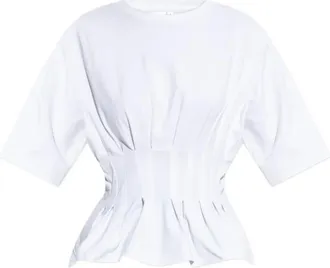 Gestuz Inez pleated T-shirt - women - Cotton/Elastane - M - White