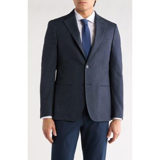 Calvin Klein Plaid Two-Button Sport Coat in Blue at Nordstrom Rack, Size 38 Regular