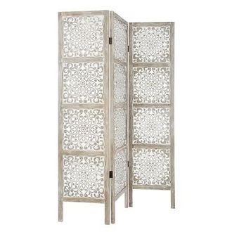 Atmosphera Pantalla De Madera Etnik Con Estampados Color Blanco - Blanco
