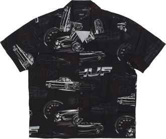 HUF Zwarte Resort Shirt met Kraag - Heren - Korte mouwen Overhemden - Zwart - S - Rayon - Overhemden