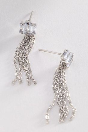 Anthropologie Crystal & Fringe Post Earrings