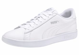 Puma Sneaker PUMA SMASH V2 L, Damen, Gr. 46, puma, wei&szlig;, puma, wei&szlig;, Leder, Synthetik, unifarben mit Farbeinsatz, Schuhe Sneaker