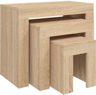 vidaXL Vidaxl - Mesas de centro apilables 3 piezas contrachapada roble Sonoma