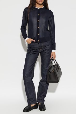 Bottega Veneta Tapered Leg Jeans, Womens, Navy Blue
