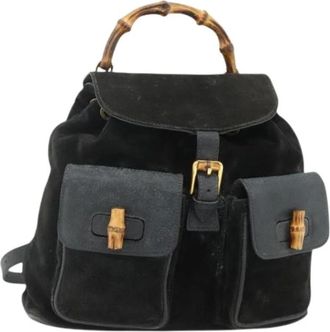 Gucci Pre-owned Backpacks, female, Black, Size: ONE SIZE Pre-owned Vintage Suede Backpack