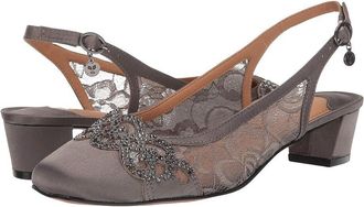 J. Rene&eacute; Faleece Pumps WoGray Rhinestone Block Heel Slingback RHS5424