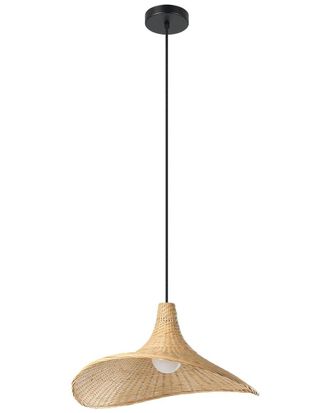 Eglo Eglo Haxey 1 Light Pendant With Black Finish & Natural Bamboo Shade