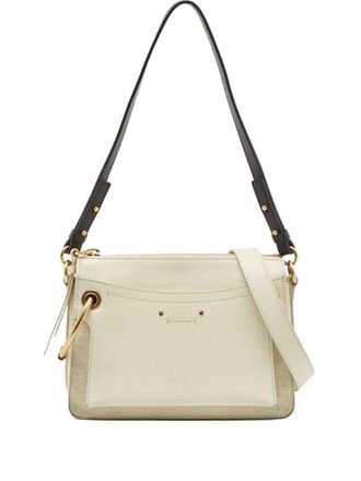 Chlo&eacute; Borsa a spalla in pelle scamosciata con anello - Bianco