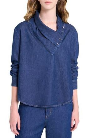 TWP My Maria Foldover Collar Denim Top in Dark Stone at Nordstrom Rack, Size Medium