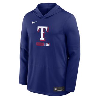 Nike Texas Rangers Authentic Collection Nike Mens Dri-FIT MLB Long-Sleeve Hooded Top in Blue | 03B947XTER-S9Q