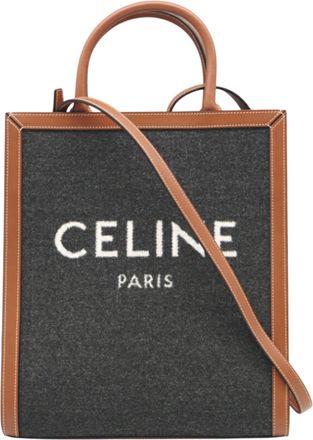 Celine Gray Brown Cotton Leather Tote Bag (Pre-Owned)