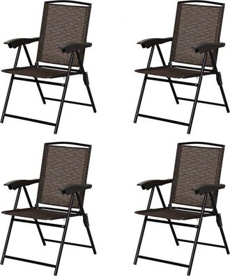 Costway Set of 4 Patio Folding Chairs Height Adjustable Sling Backrest Chairs
