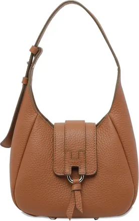 Hogan Brown Structured Rounded Leather H Handbag