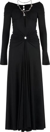 Paco Rabanne Kleedjes, Dames, Zwart, S, Rayon, Jersey Jurk met Hangerketting