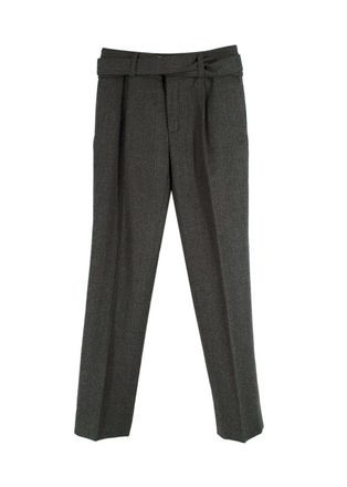 Saint Laurent Grey Belted Wool Trousers Size XS