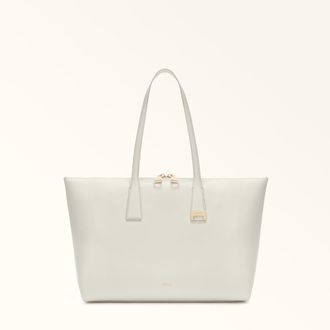 Furla Olivia Borsa Shopping L Panna Bianco Pelle Di Vitello Granata Donna