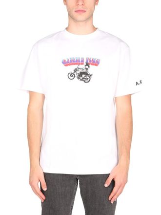 A.P.C. White Graphic Crew Neck T-Shirt