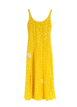 Muzungu Sisters Sara Mulberry Silk Dress in Shibori Yellow Size XS