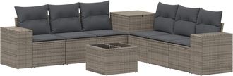 vidaXL Juego De Sof&aacute; 8 Uds. Gris Y Gris Oscuro Rat&aacute;n Sint&eacute;tico Y Acero Vidaxl