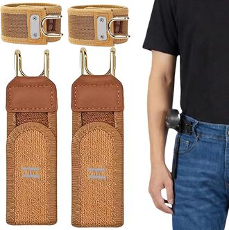 Generic Tactical Metal Hook Elastic Belt-Buckleless Belt Hook,Unisex Buckle-Less Invisible Waist Belts, Gift for Men Women (Brown*2)