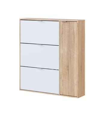 F.R.S. Frs - Zapatero Con 4 Puertas Maty Roble Canadian Y Blanco 115 Cm (alto) X 106 Cm (ancho) X 22 Cm (prof.)