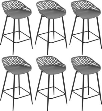 Woltu Woltu - 6x Taburetes De Bar O Cocina, Taburetes De Bar Profesionales, Con Respaldo Y Reposapi&eacute;s, Gris