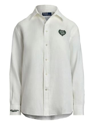 Polo Ralph Lauren heart-embroidered linen shirt - women - Linen/Flax - M - White