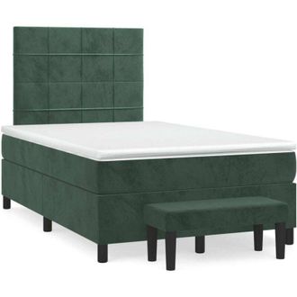 vidaXL Vidaxl - Cama Box Spring Con Colch&oacute;n Terciopelo Verde Oscuro 120x190 Cm