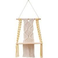 OEM Estanter&iacute;a De Macram&eacute; De Estilo Bohemio Para Dormitorio - Decoraci&oacute;n De Pared De Macram&eacute; Con Cuerda Tejida - Estanter&iacute;a De Ba&ntilde;o Bohemia - Crezuo
