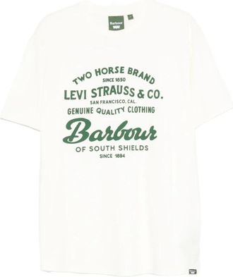 Barbour T-Shirts, male, White, Size: S Graphic Logo Patch T-shirt