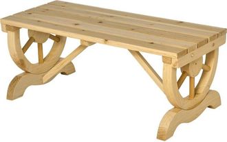 OUTSUNNY Wooden Wheel Bench Rustic Outdoor Patio Garden Seat 2-Person Natural