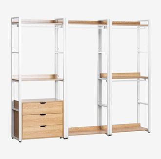 Sklum Armario Modular Abierto De 3 Piezas Con Cajones En Acero Y Madera Ariaster Sklum