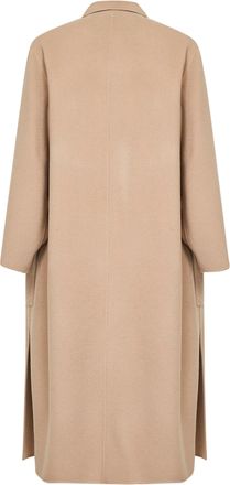 Max Mara Womens Camel Single-Breasted Long Coat Virgin Wool