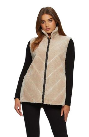Gorski Reversible Chevron Genuine Shearling Vest in Beige/dark Brown at Nordstrom, Size Large