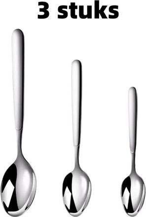 OEM Juego De 3 Piezas: Cuchara, Juego De Utensilios De Cocina, Cuchara Sopera De Mango Largo, Cubiertos De Acero Inoxidable, Color Plata