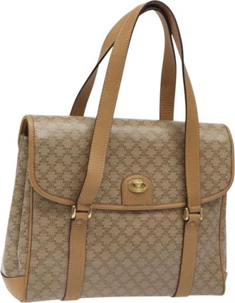 Celine Vintage Macadam Handbag Canvas And Leather Beige Canvas Handbag (Pre-Owned)