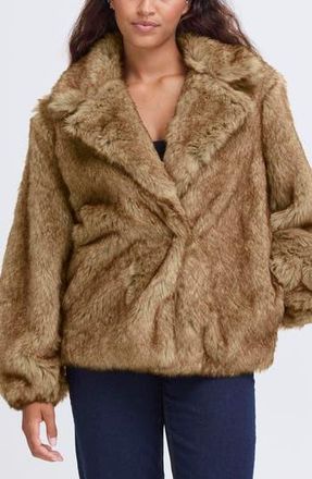 Ichi Faux Fur Jacket in Fury Brown at Nordstrom Rack, Size 4 Us / 36 Eu