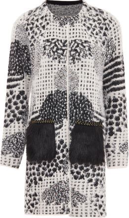 Faina Vest Dames wol wit zwart