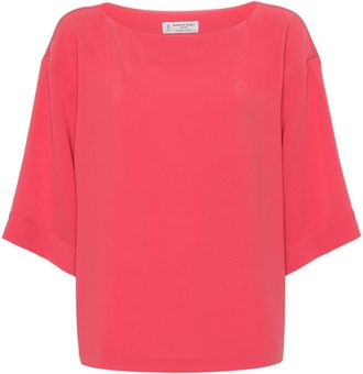 Alberto Biani boat-neck cady blouse - women - Triacetate/Polyester - 44 - Pink