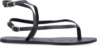 Maneb&igrave; Black Leather Sandals