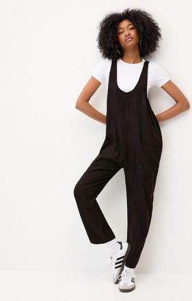 Twik Womens Linen-blend barrel-leg bodysuit