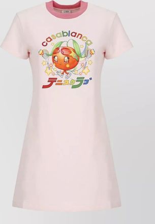 Casablanca printed cotton short-sleeve mini dress