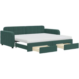 vidaXL Vidaxl - Sof&aacute; Cama Nido Con Cajones Terciopelo Verde Oscuro 90x200 Cm