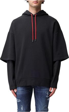 Karl Lagerfeld Hoodies, male, Black, XL, Double Layer Hoodie Relaxed Fit