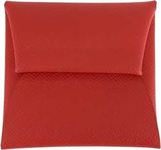 Hermès Red Color Chevre Myzore Leather Coin Purse/Coin Case (Pre-Owned)