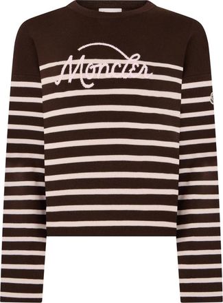 Moncler Truien & Vesten, Dames, Bruin, XS, Wol, Trui met lange mouwen en strepen